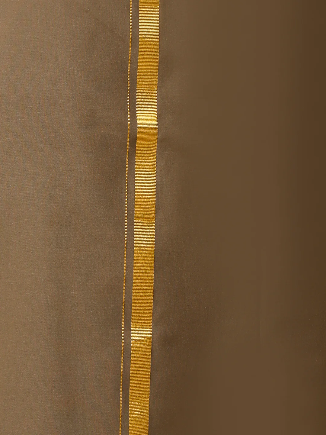 Men Cotton Blend Single Layer Brown Dhoti with Gold Jari Border Cosmic 12 - Image 5