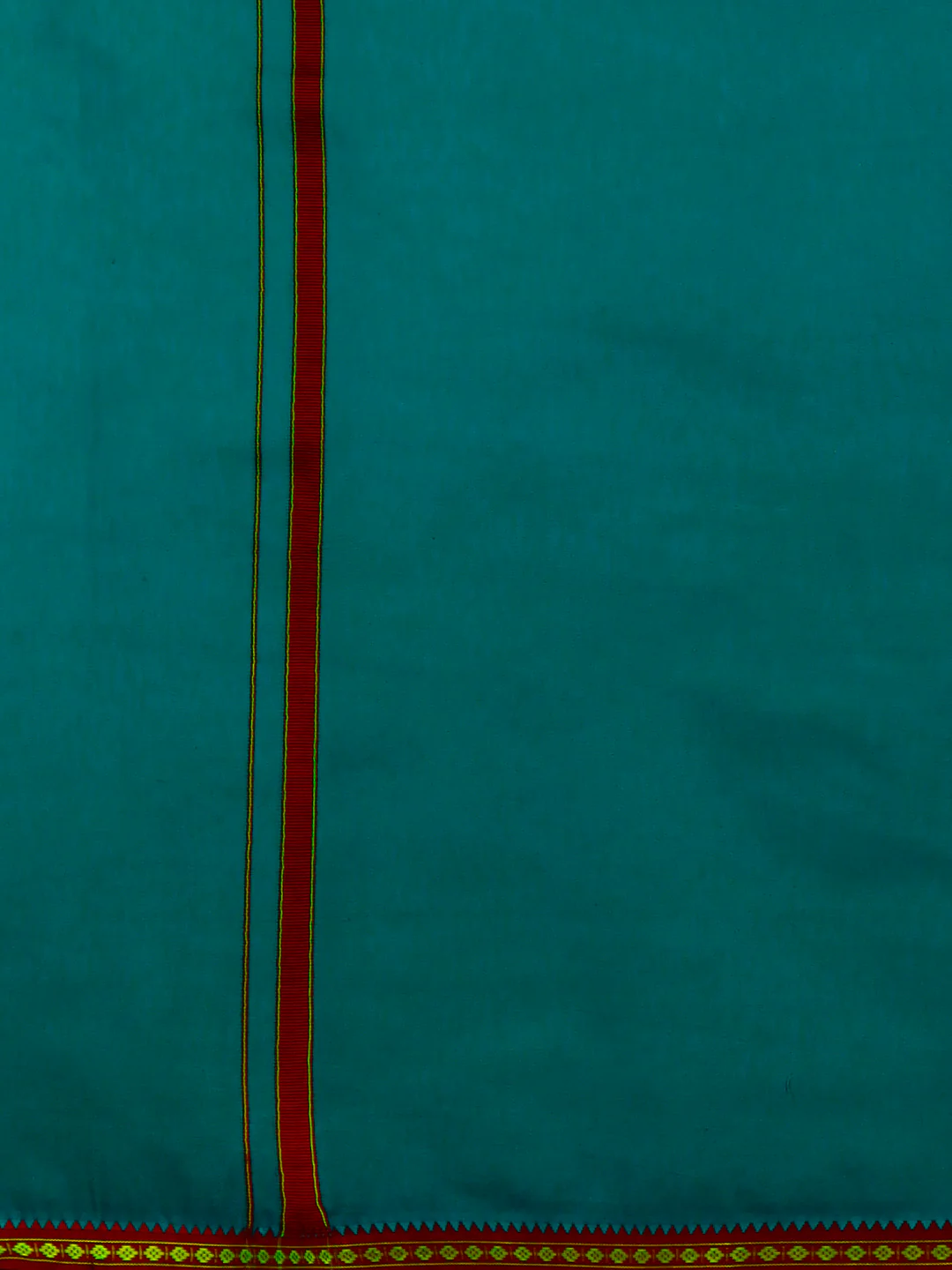 Men Cotton Blend Single Layer Green Dhoti with Mayilkhan Border Slokam - Image 3