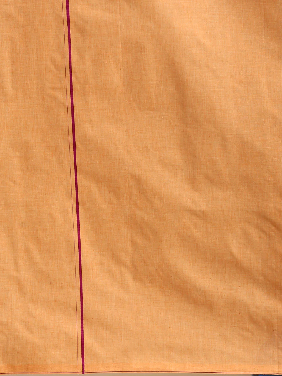 Men Cotton Blend Single Layer Kaavi Dhoti with Assorted Border Bhakta - Image 4