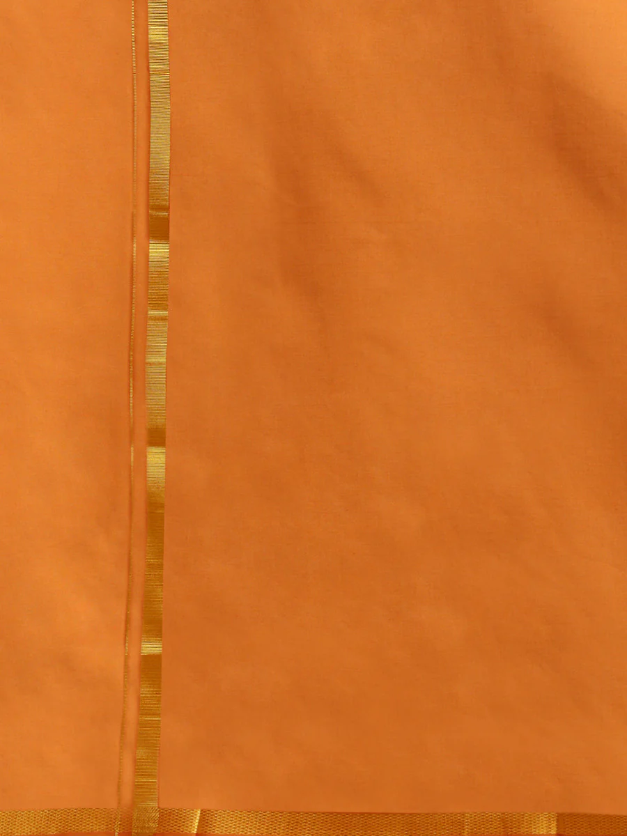 Men Cotton Blend Single Layer Kaavi Dhoti with Jari Border Cosmic - Image 5