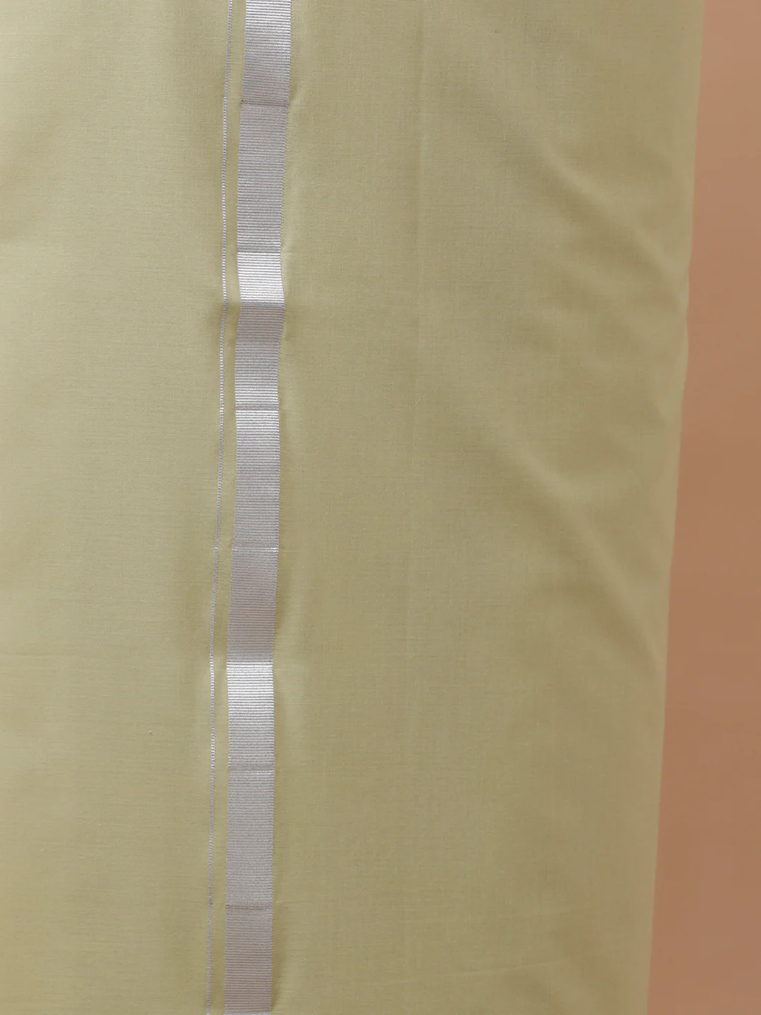 Men Cotton Blend Single Layer Light Green Dhoti with Silver Jari Border - Image 4
