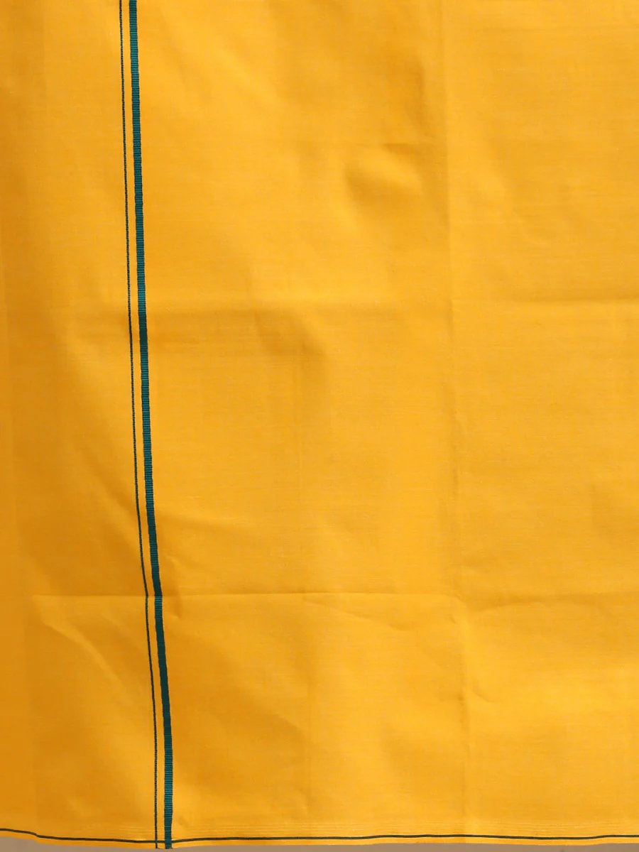 Men Cotton Blend Single Layer Mango Dhoti with Assorted Border Astra - Image 5