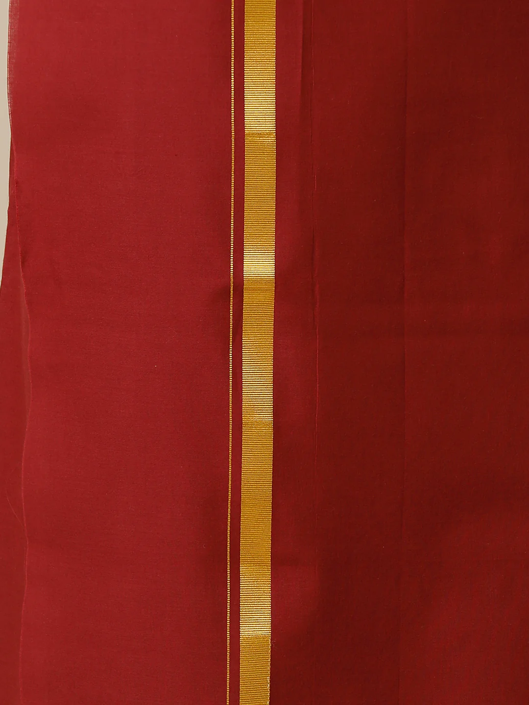 Men Cotton Blend Single Layer Maroon Dhoti with Gold Jari Border Cosmic 15 - Image 5