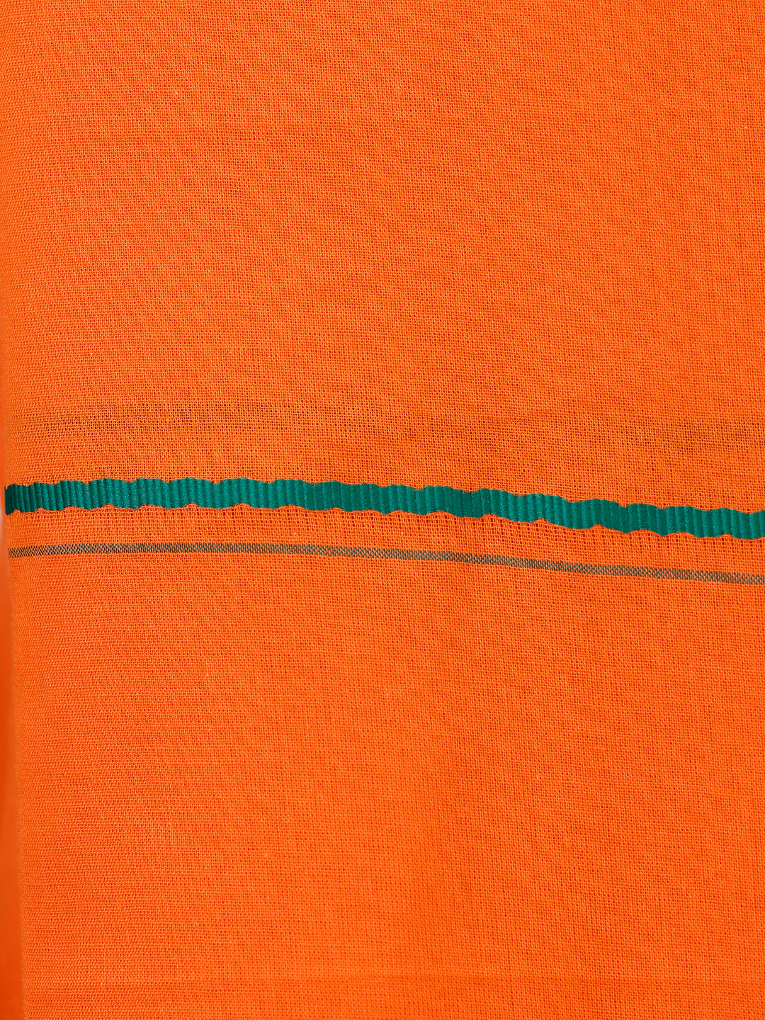 Men Cotton Blend Single Layer Orange Dhoti & Towel Set with Small Border Poojan SB - Image 4