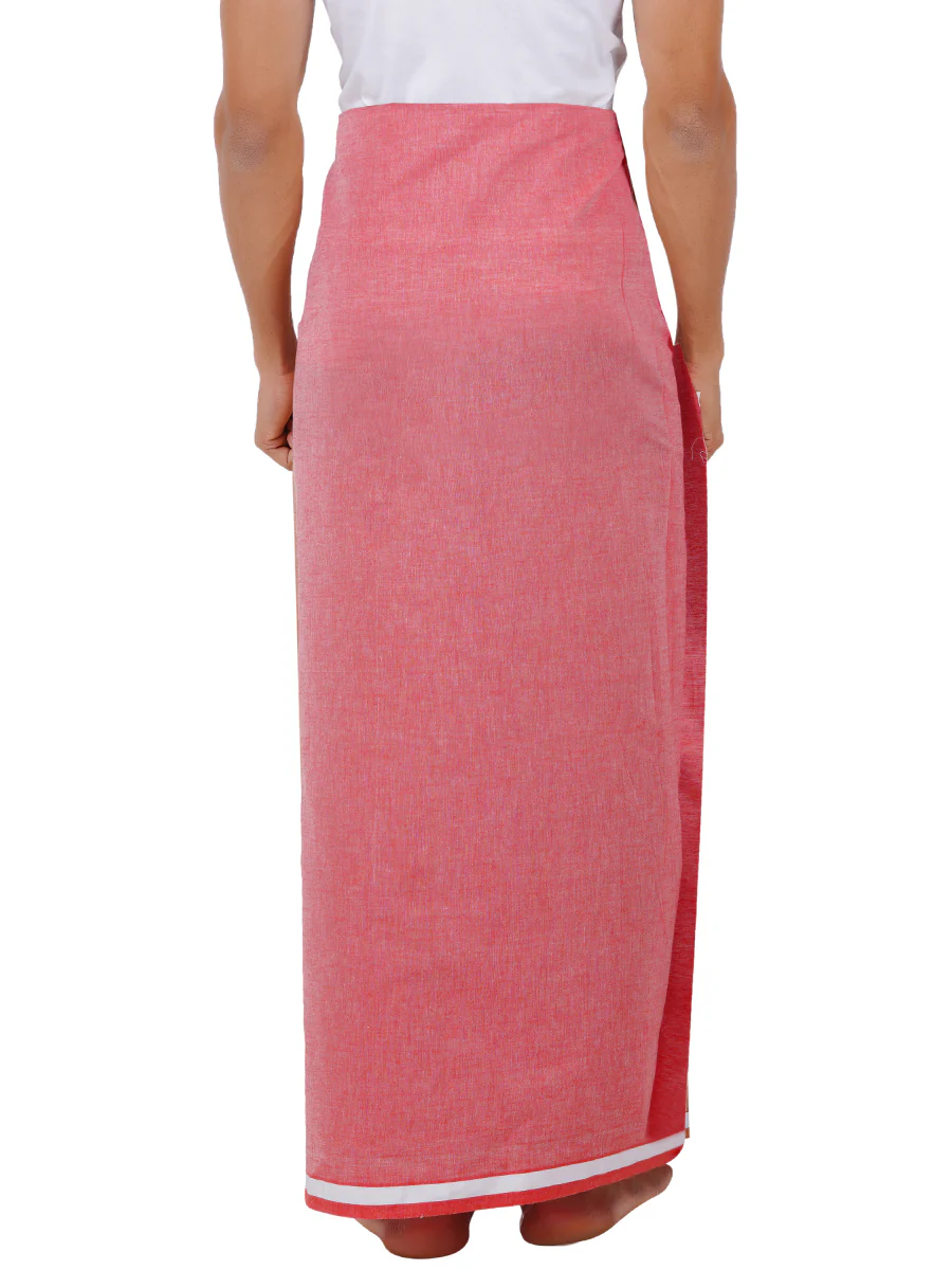 Men Cotton Blend Single Layer Pink Dhoti with Assorted Border Nitro Plain N2 - Image 4