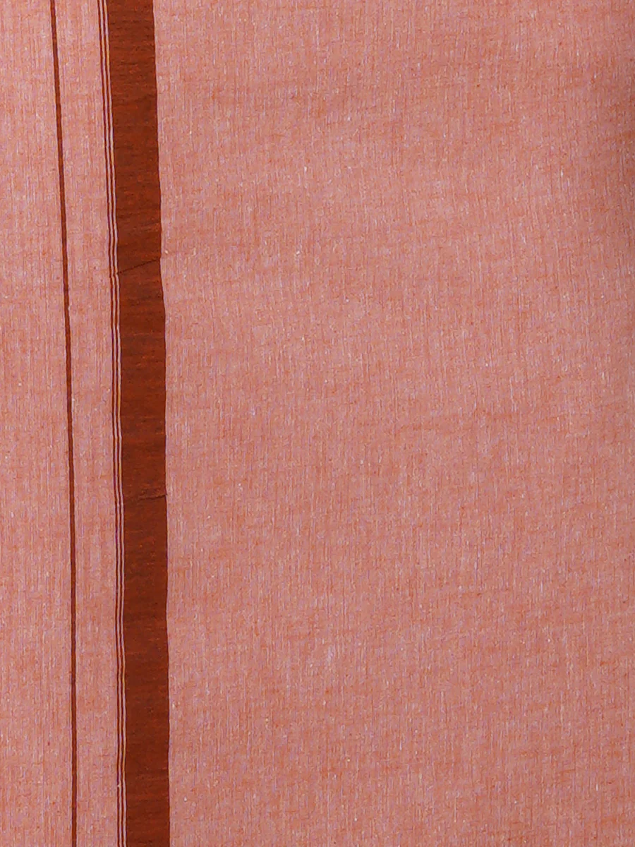 Men Cotton Blend Single Layer Pink Dhoti with Assorted Border Nitro Plain N5 - Image 5