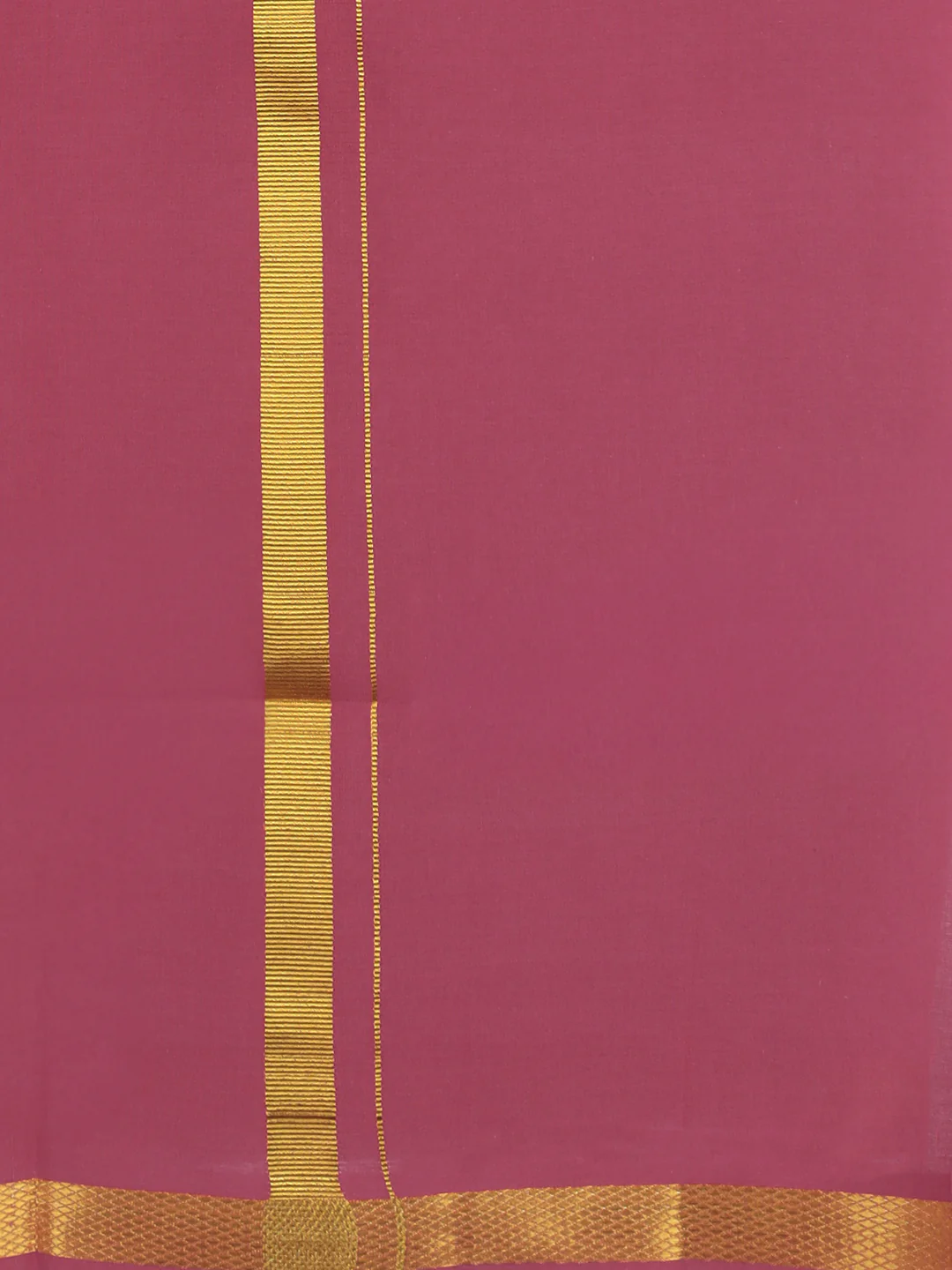 Men Cotton Blend Single Layer Pink Dhoti with Gold Jari Border Cosmic - Image 4