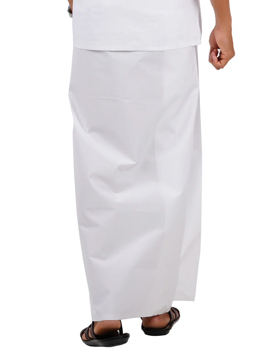 Men Cotton Blend Single Layer Prayer Dhoti with White Border Vairam Paramas - Image 3