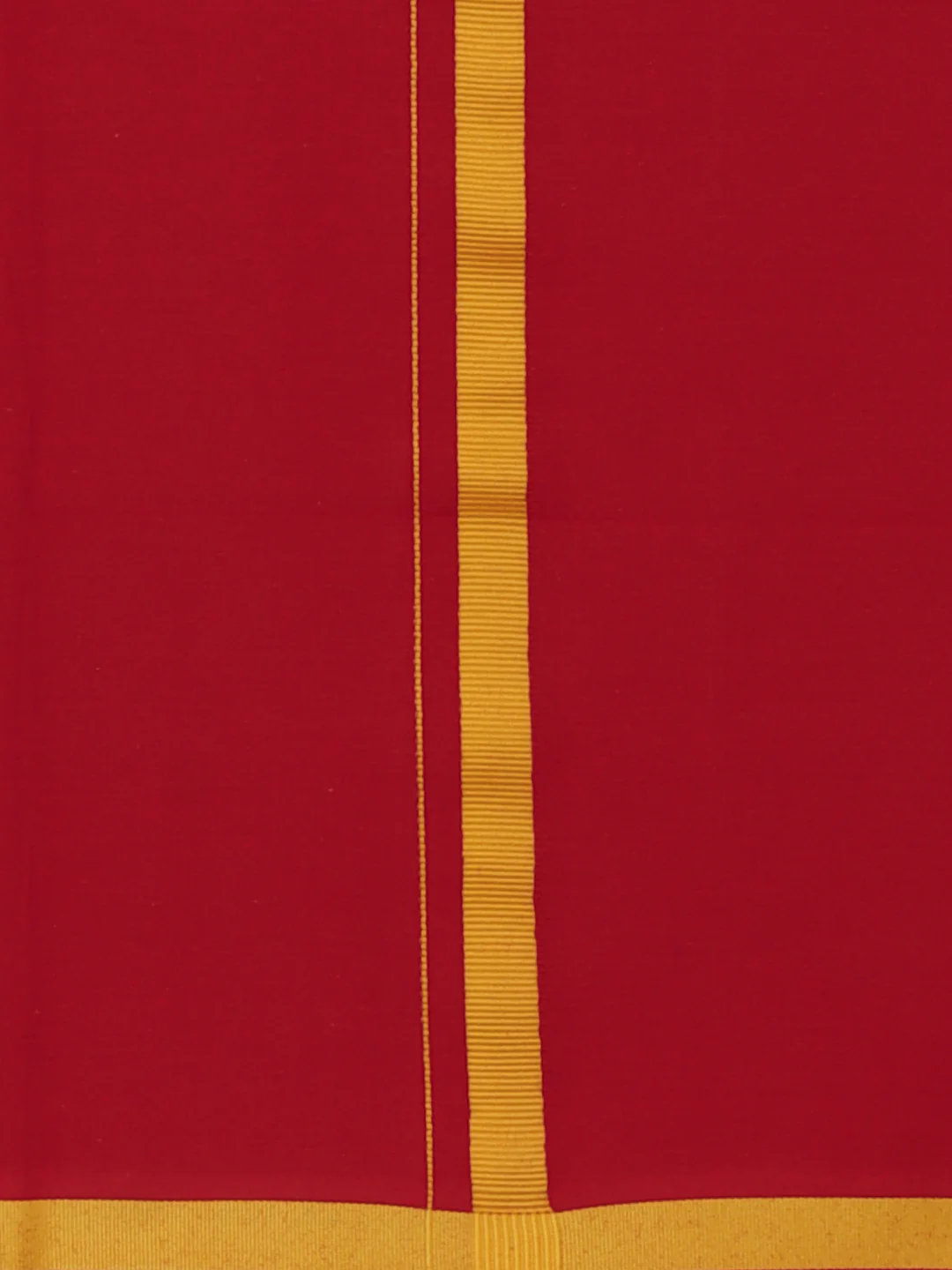Men Cotton Blend Single Layer Red Dhoti & Towel Set with Assorted Border Poojan - Image 5
