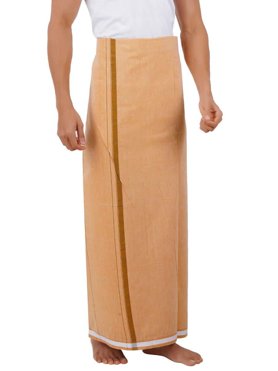 Men Cotton Blend Single Layer Sandal Dhoti with Assorted Border Nitro Plain N3 - Image 2