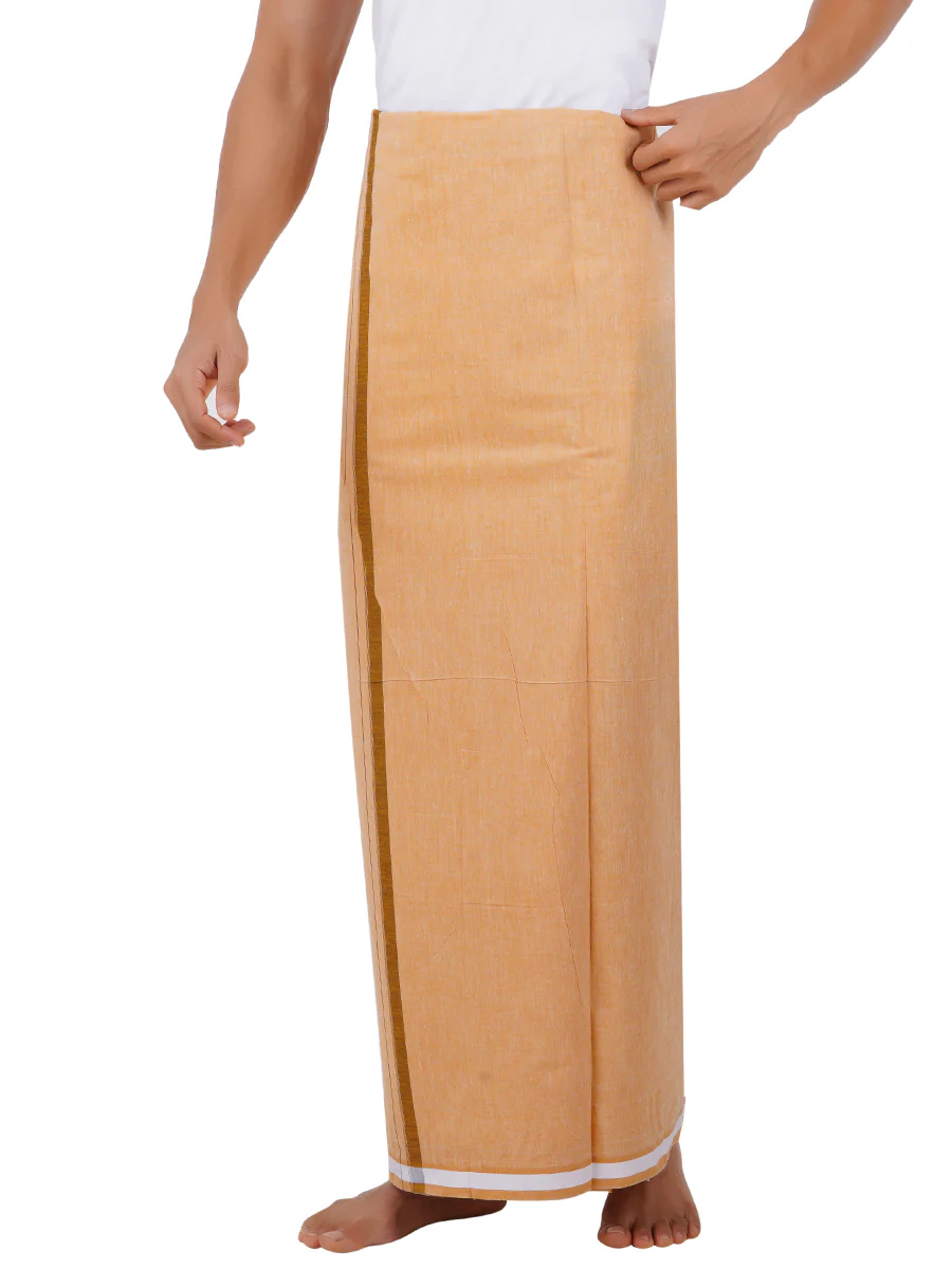 Men Cotton Blend Single Layer Sandal Dhoti with Assorted Border Nitro Plain N3 - Image 3