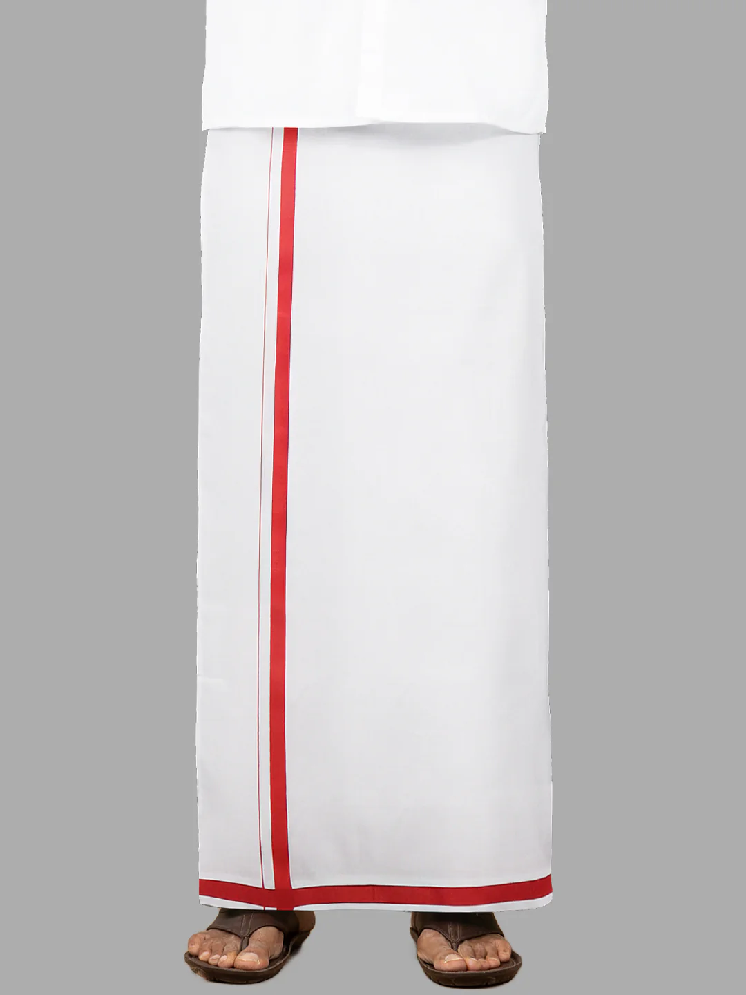 Men Cotton Blend Single Layer Stitched Dhoti with Assorted Border Canal - Image 3