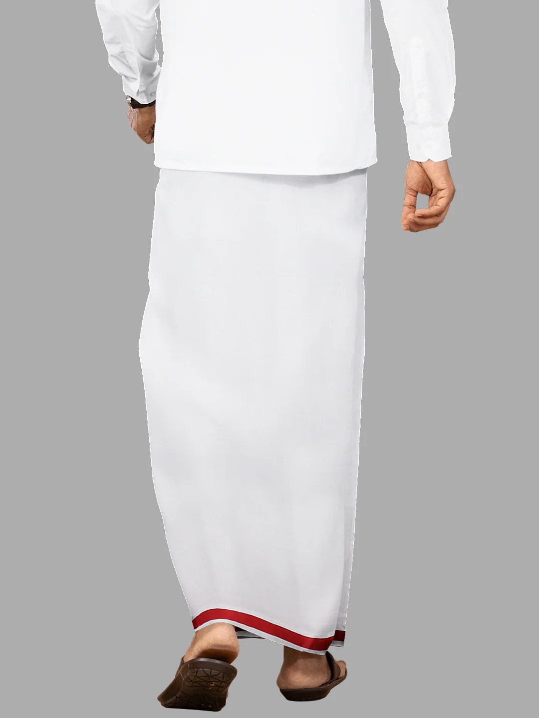 Men Cotton Blend Single Layer Stitched Dhoti with Assorted Border Canal - Image 8