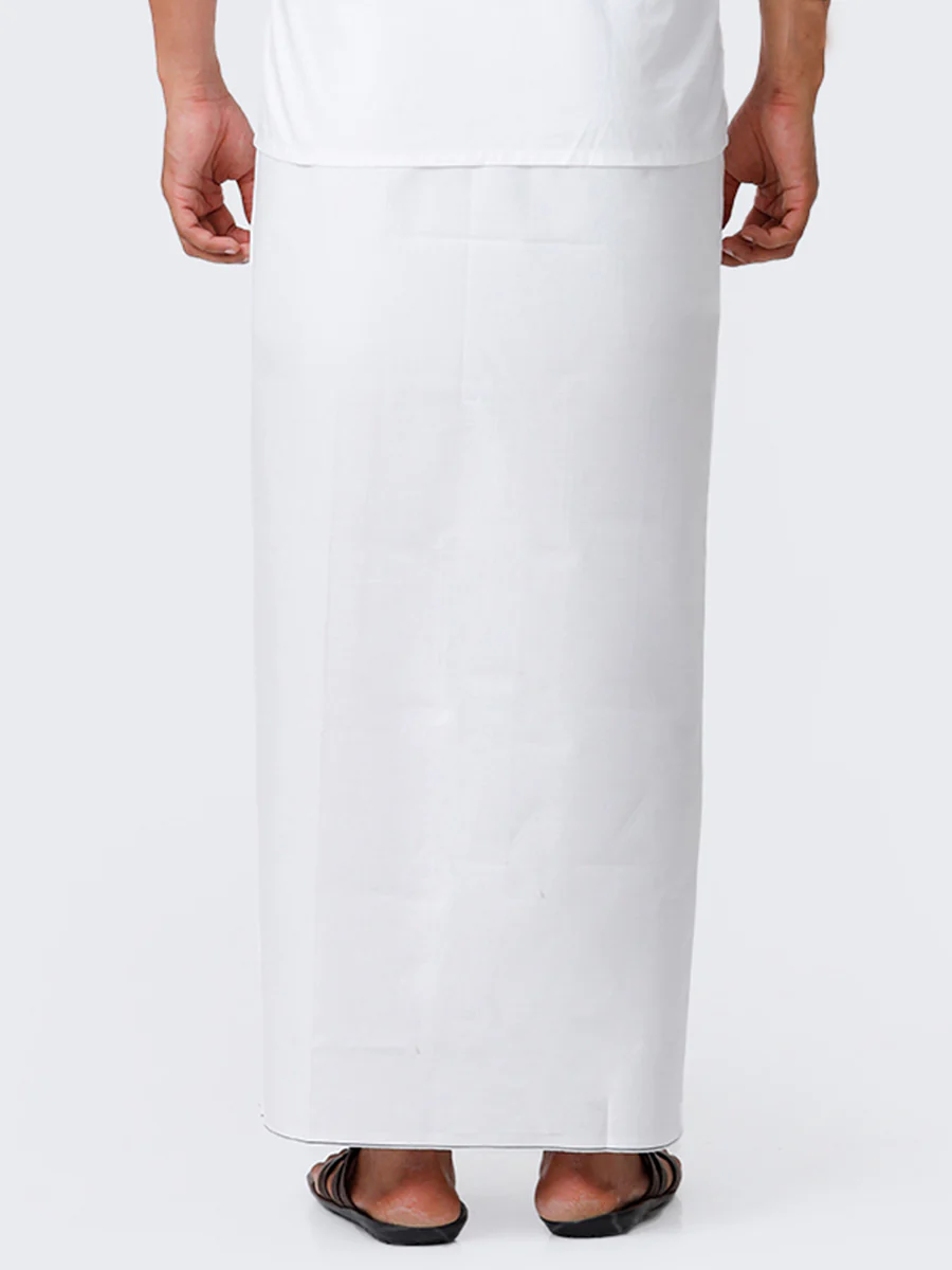 Men Cotton Blend Single Layer Stitched Prayer Dhoti with Small Border Al Madinaa - Image 3