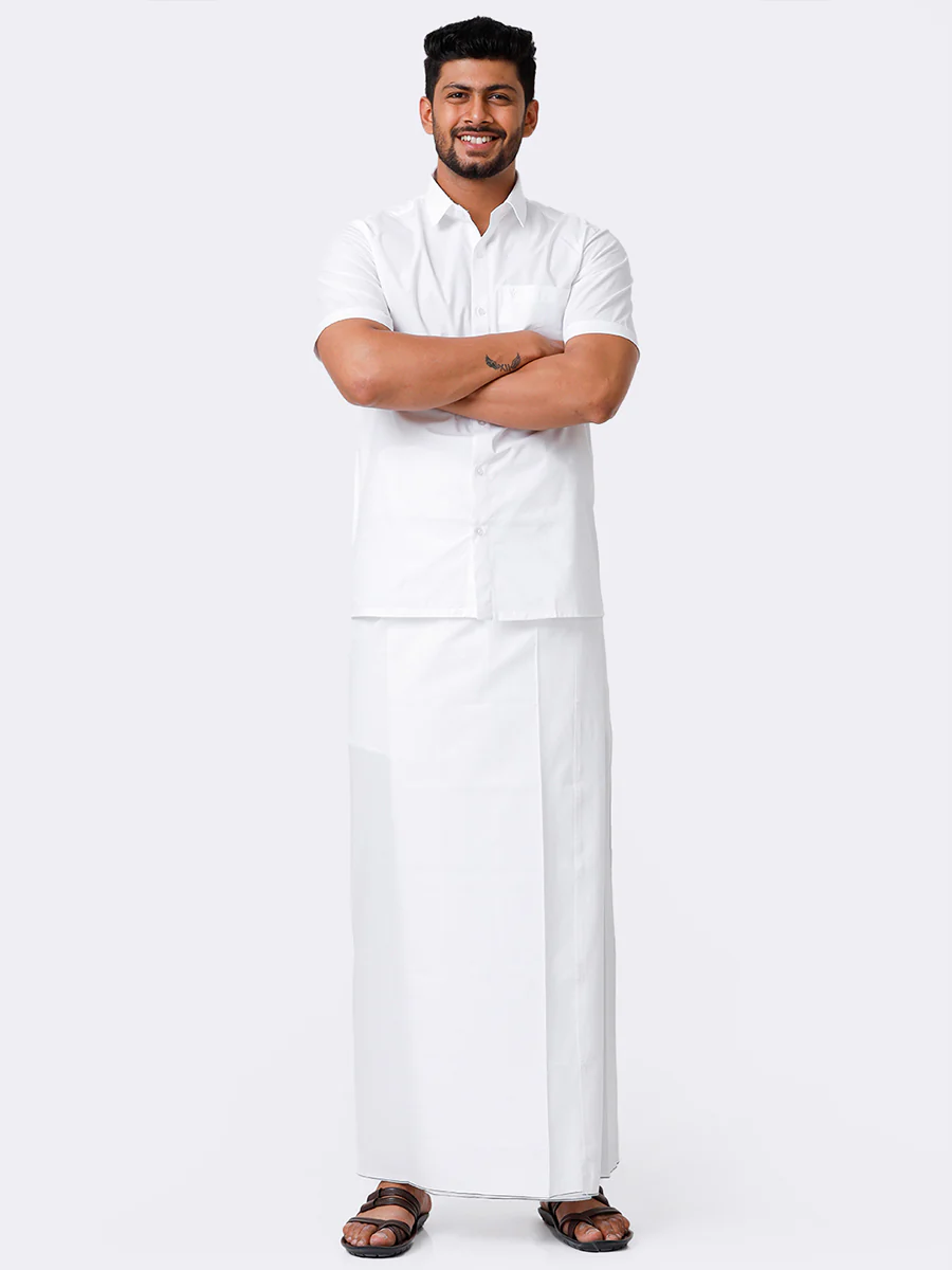 Men Cotton Blend Single Layer Stitched Prayer Dhoti with Small Border Al Madinaa - Image 5
