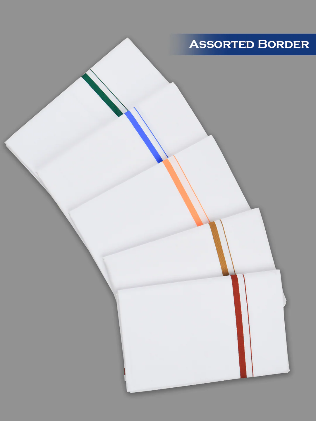 Men Cotton Blend Single Layer White Dhoti with Assorted Border Bramosh - Image 2