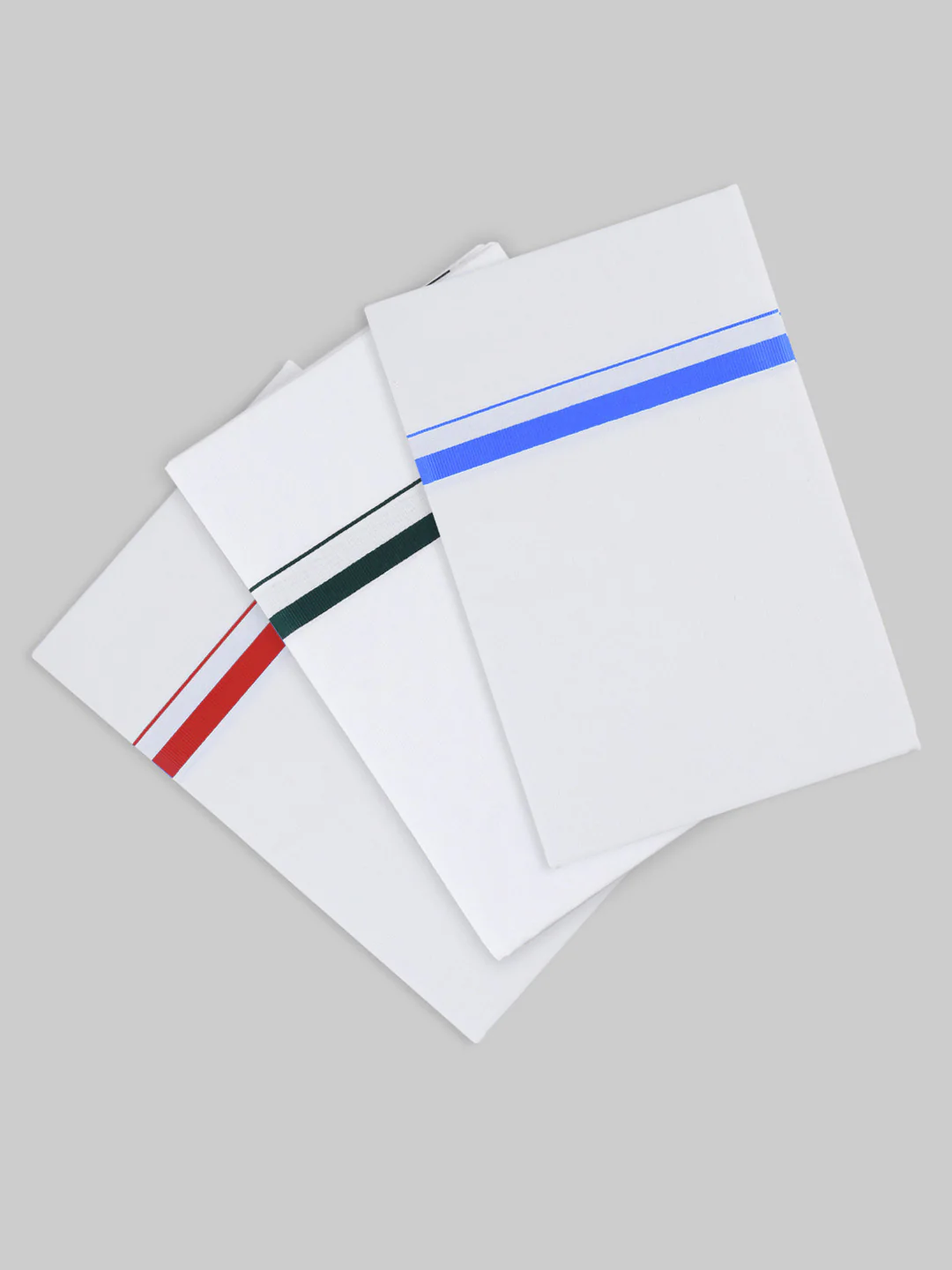 Men Cotton Blend Single Layer White Dhoti with Assorted Border Pack of 3 - Image 4