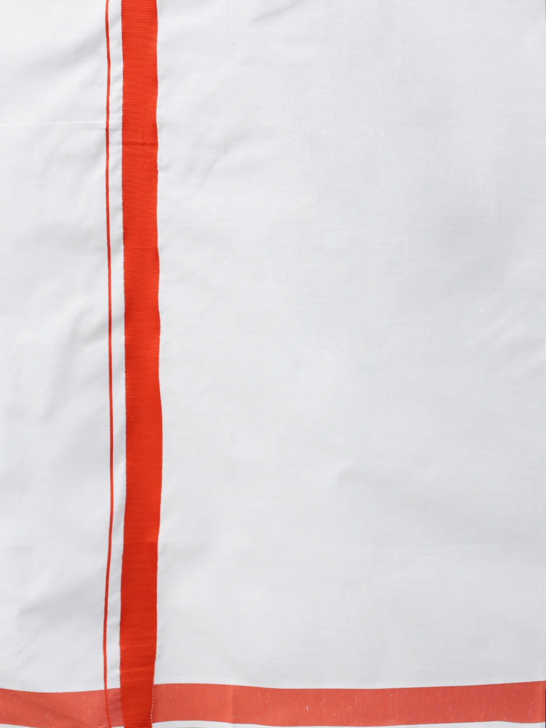 Men Cotton Blend Single Layer White Dhoti with Big Border 04 - Image 5