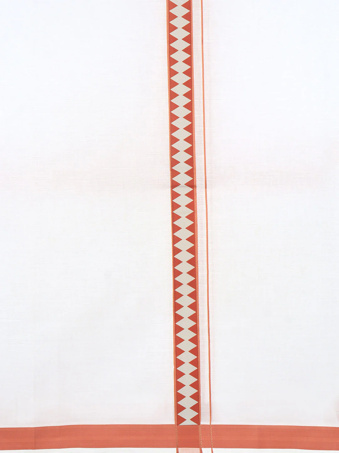 Men Cotton Blend Single Layer White Dhoti with Double Side Fancy Border HM 10 - Image 5