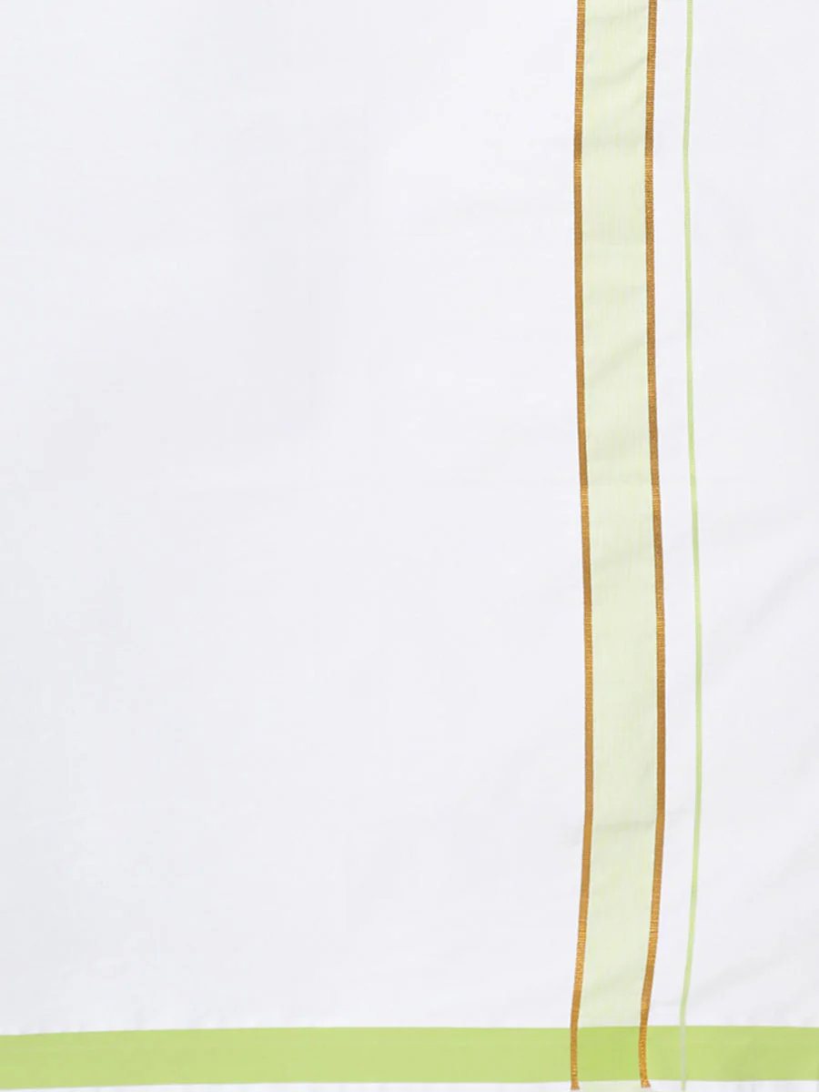 Men Cotton Blend Single Layer White Dhoti with Fancy Jari Border - Image 5