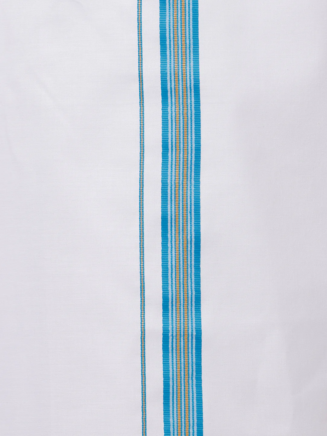 Men Cotton Blend Single Layer White Dhoti with Fancy Jari Border WGF06 - Image 3