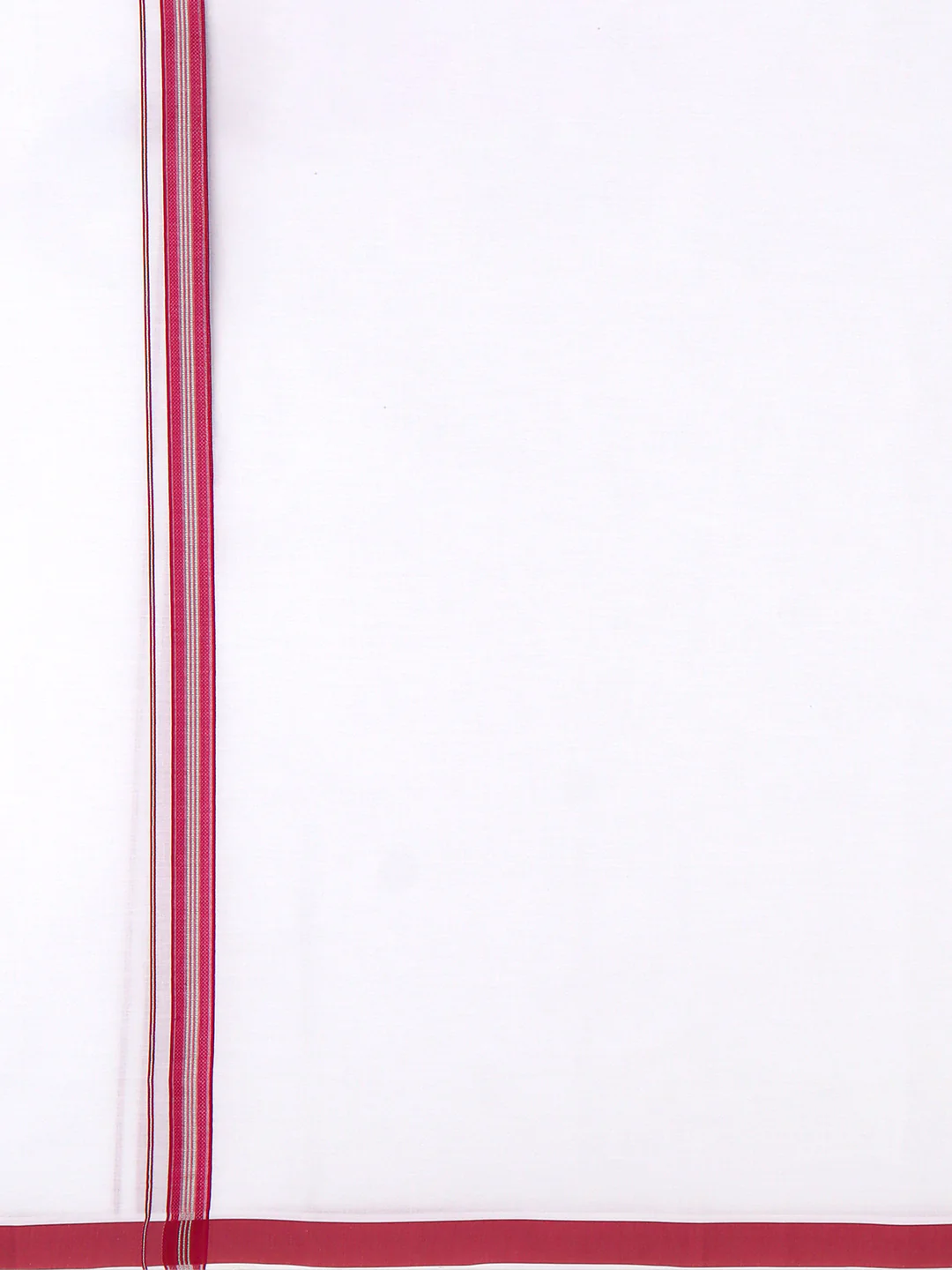 Men Cotton Blend Single Layer White Dhoti with Fancy Jari Border WSF07 - Image 5