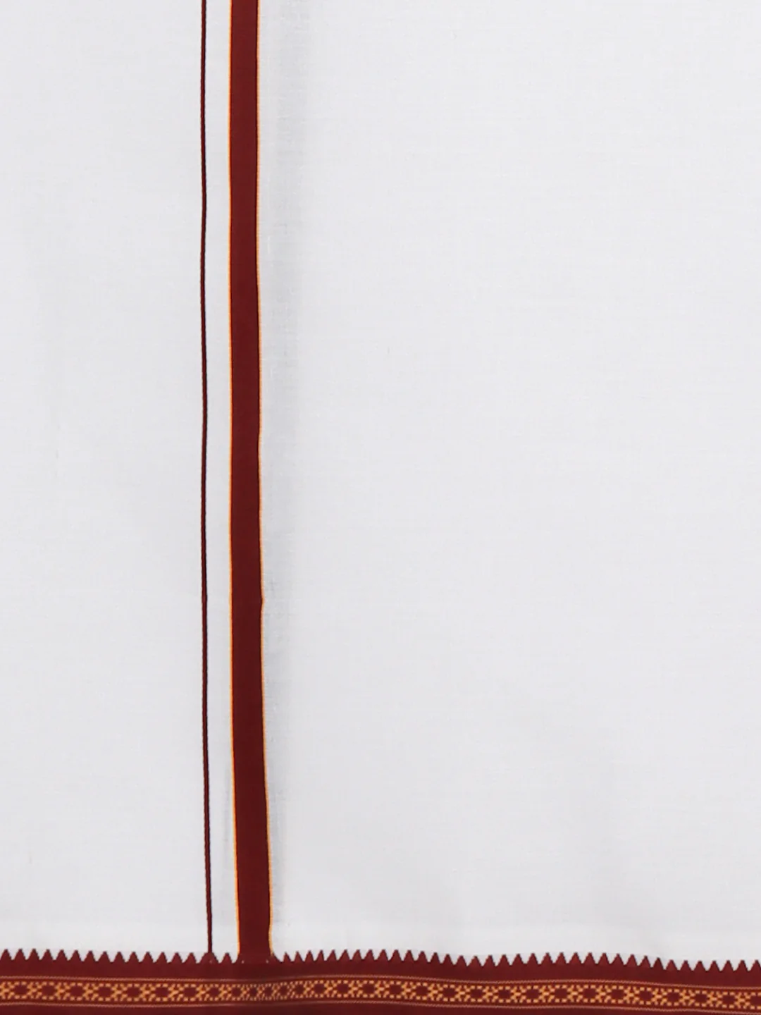 Men Cotton Blend Single Layer White Dhoti with Mayilkhan Border - Image 4