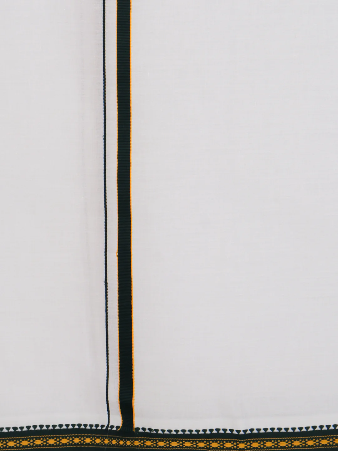 Men Cotton Blend Single Layer White Dhoti with Mayilkhan Border - Image 7