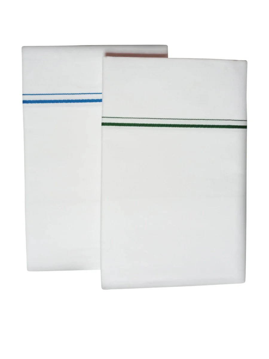 Men Cotton Blend Single Layer White Dhoti with Small Border Rajaram (Pack of 2) - Image 2