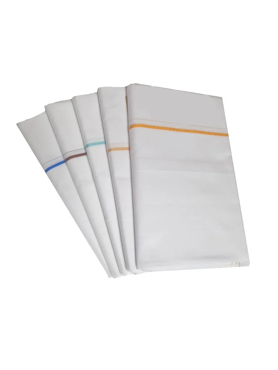 Men Cotton Blend Single Layer White Dhoti with Small Border Rajaram (Pack of 2) - Image 4