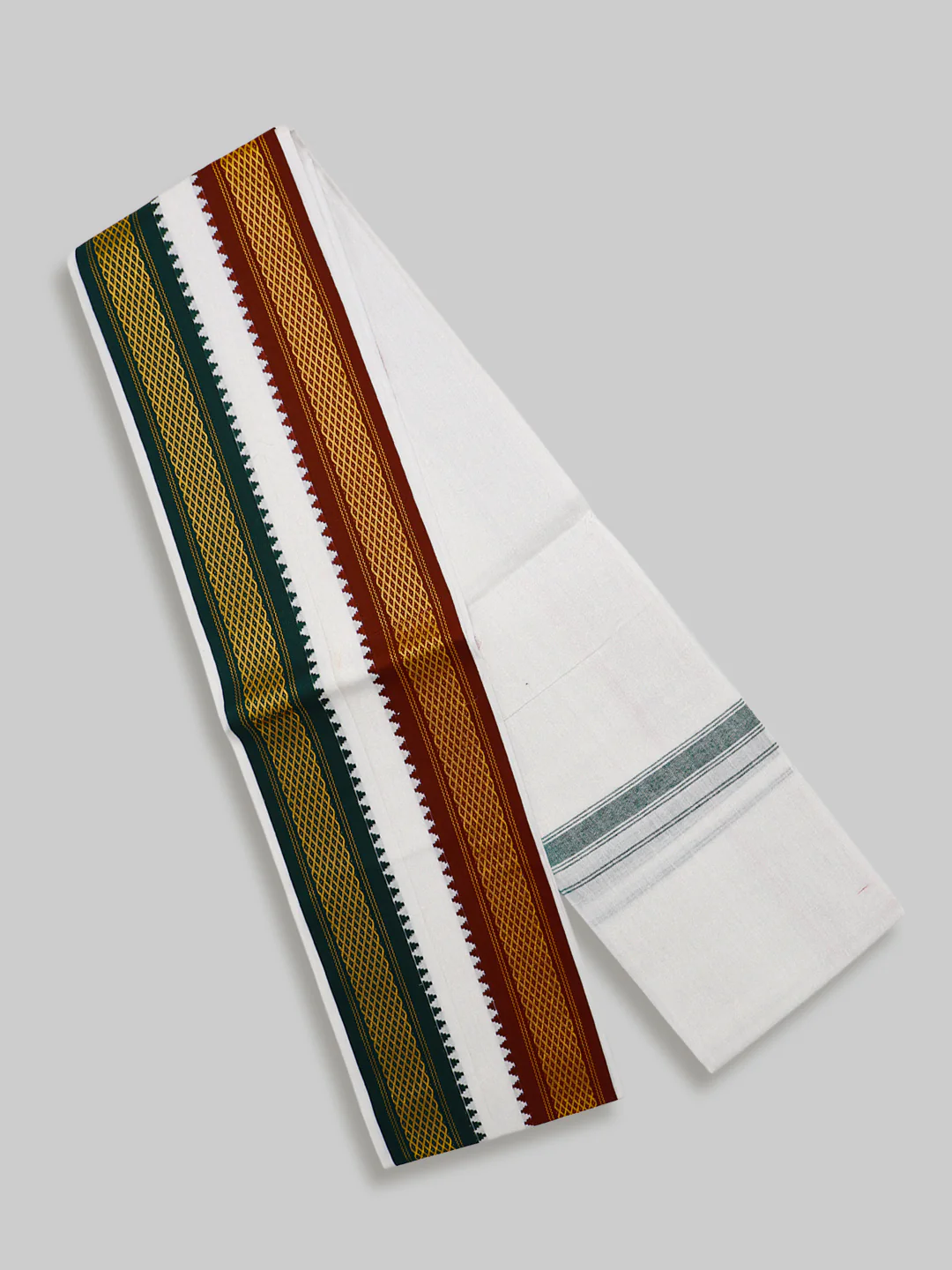 Men Cotton Blend White Angavastram Yamuna Pet - Image 2