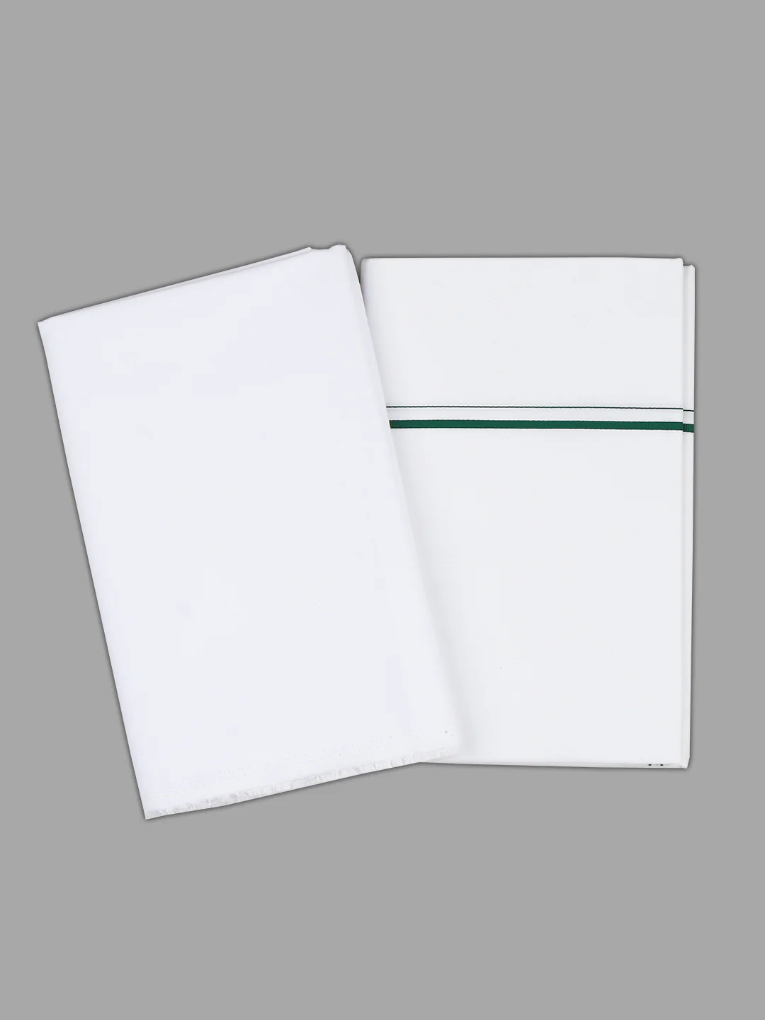 Men Cotton Blend White Shirting and Assorted Border Dhoti Set