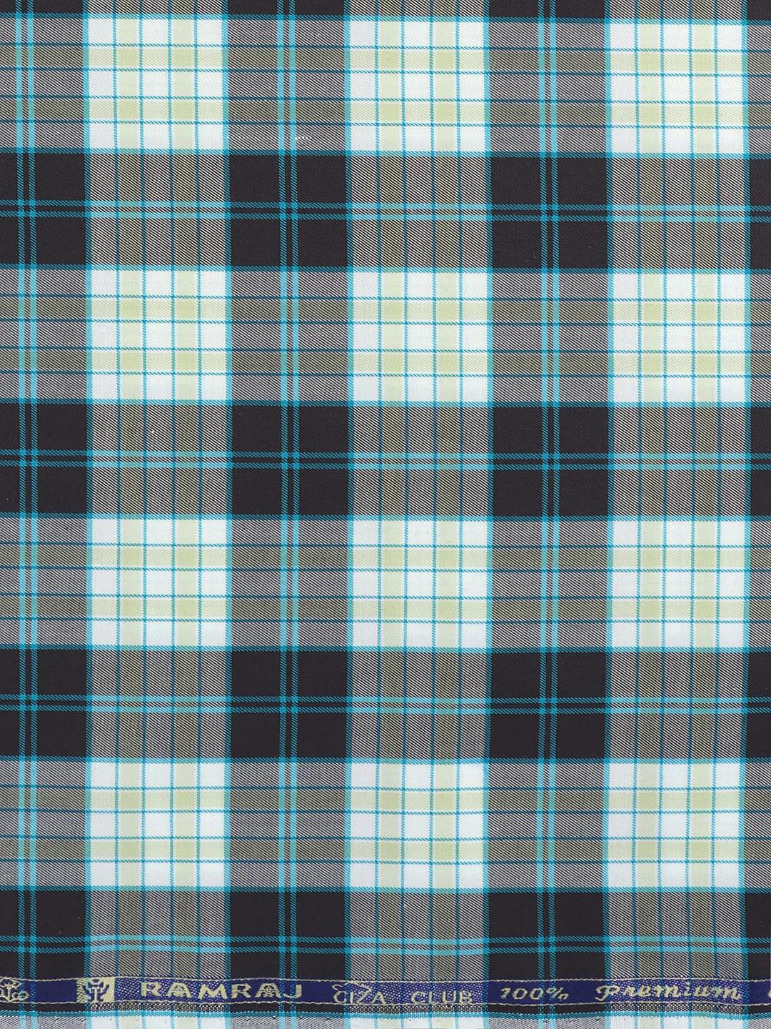 Men Cotton Checked Shirt Fabric Blue Cascade - Image 3