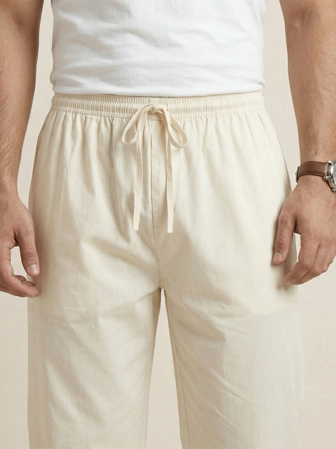 Men Cotton Cream Kurta Pant - Image 5