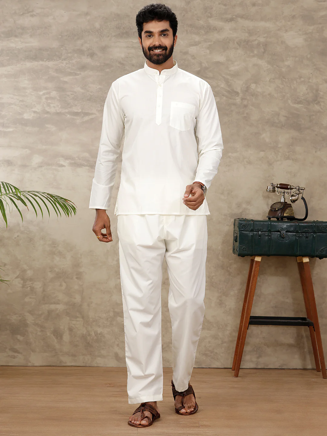 Men Cotton Cream Pyjama Pant - Image 3