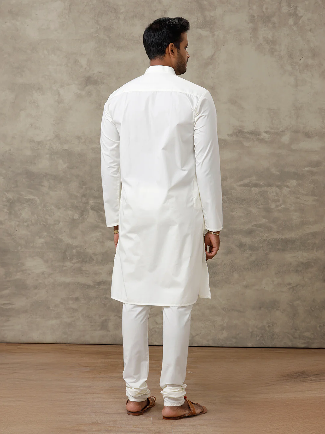 Men Cotton Full Length Cream Kurta and Pyjama Set - Image 3