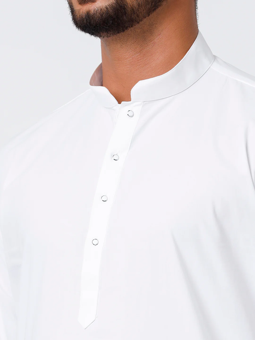 Men Cotton Full Sleeves White Medium Kurta with Prayer Dhoti Combo Quba - Image 4