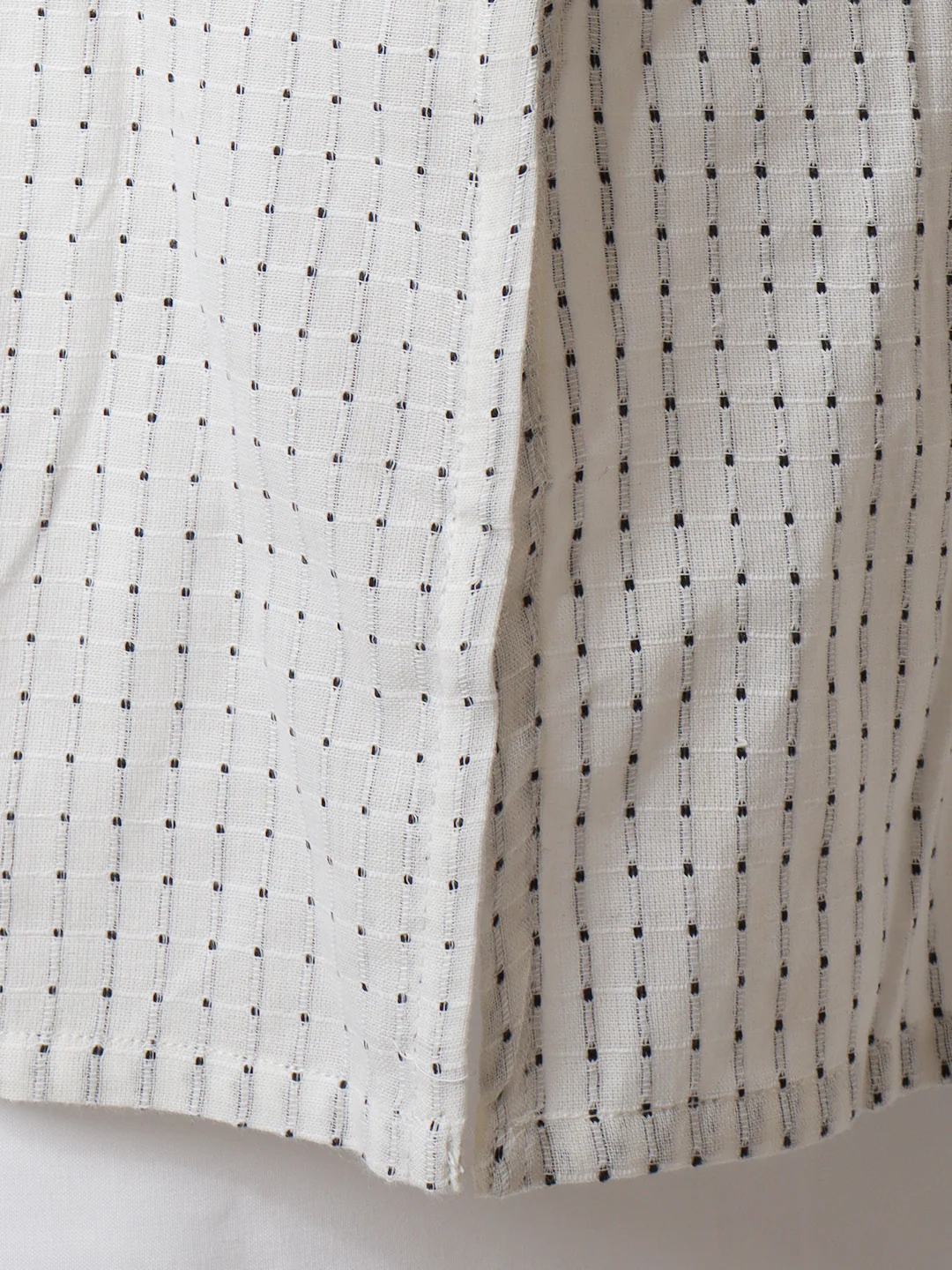 Men Cotton Medium Length Self Design Pocket Kurta White PC7 - Image 3