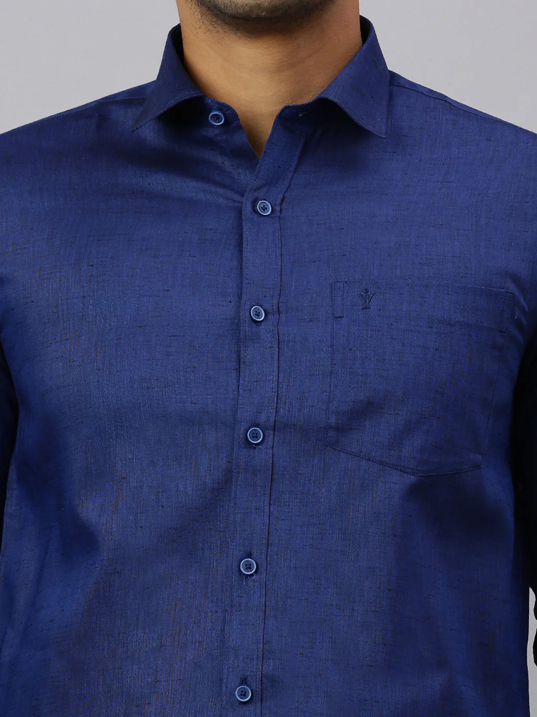 Men Cotton Rich C.Blue Shirt and Tissue Dhoti Set C80 - Image 4