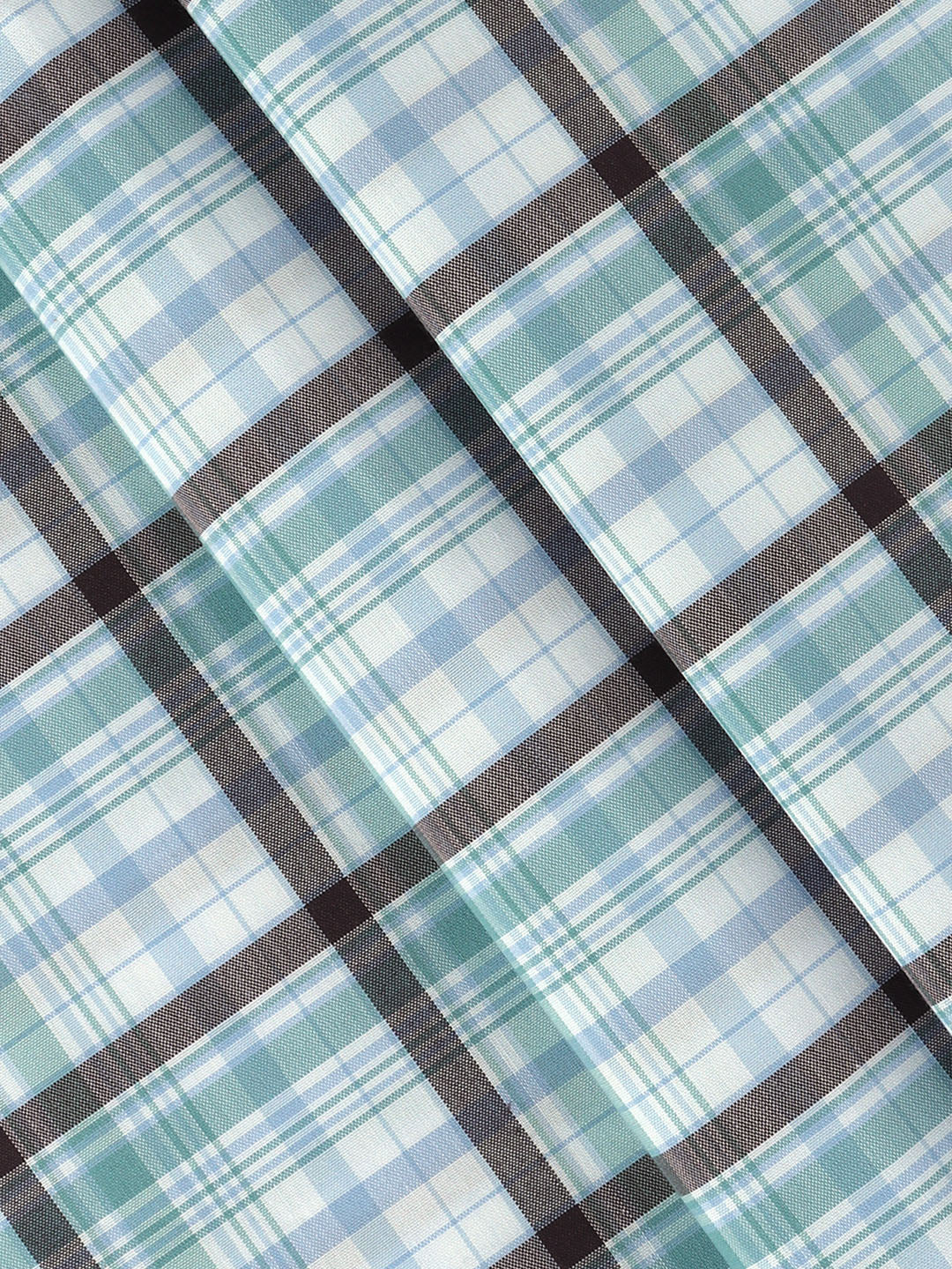 Men Cotton Rich Checked White with Blue Shirt Fabric Galaxy Art - Image 2