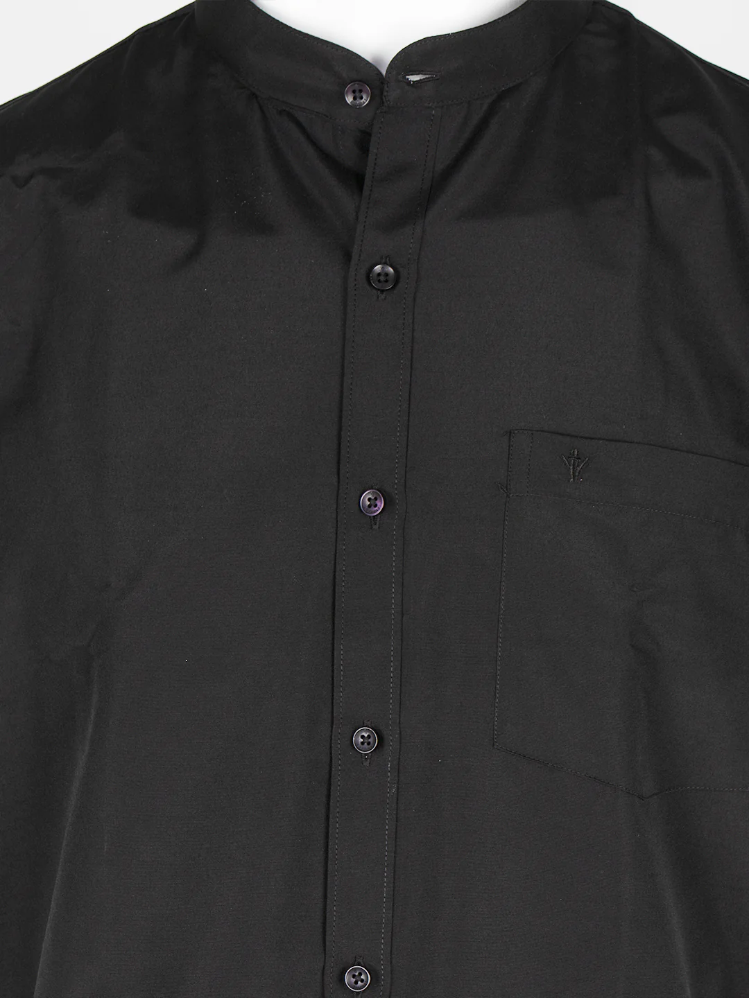 Men Cotton Rich Chinese Collar Shirt Culture Club Black - Image 5