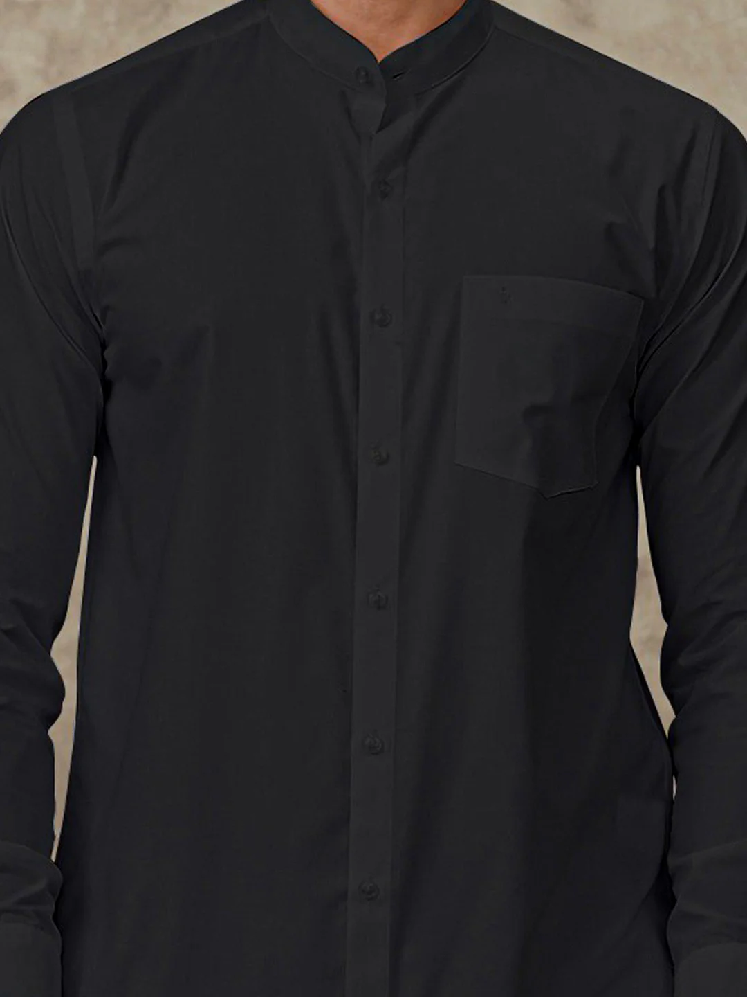 Men Cotton Rich Chinese Collar Shirt Culture Club Black - Image 4