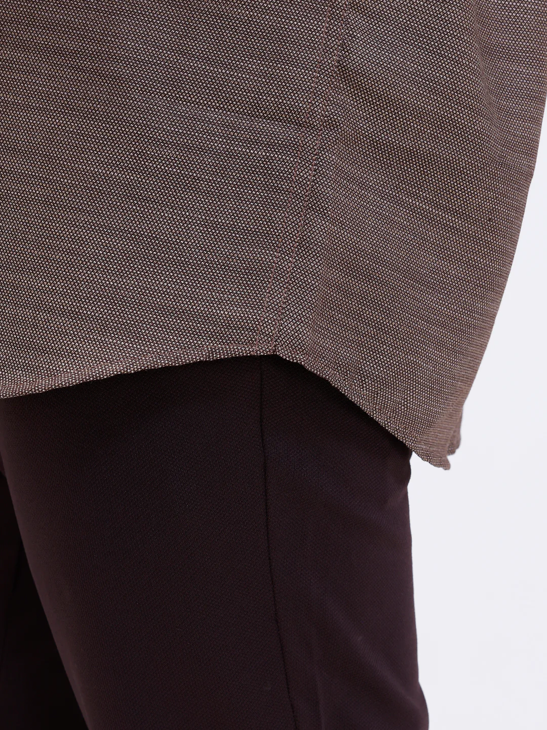 Men Cotton Rich Full Sleeve Shirt Brown Dobby T59 AIT4 - Image 6