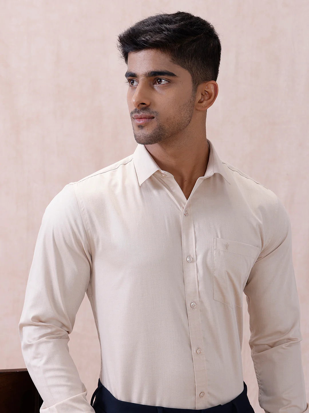 Men Cotton Rich Shirt Lt Beige Sandal T61 AKT1 - Image 7