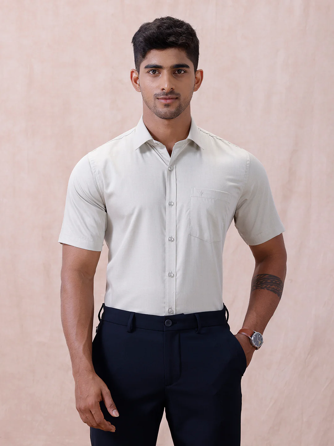 Men Cotton Rich Shirt Lt Teal Green T61 AKT2 - Image 2