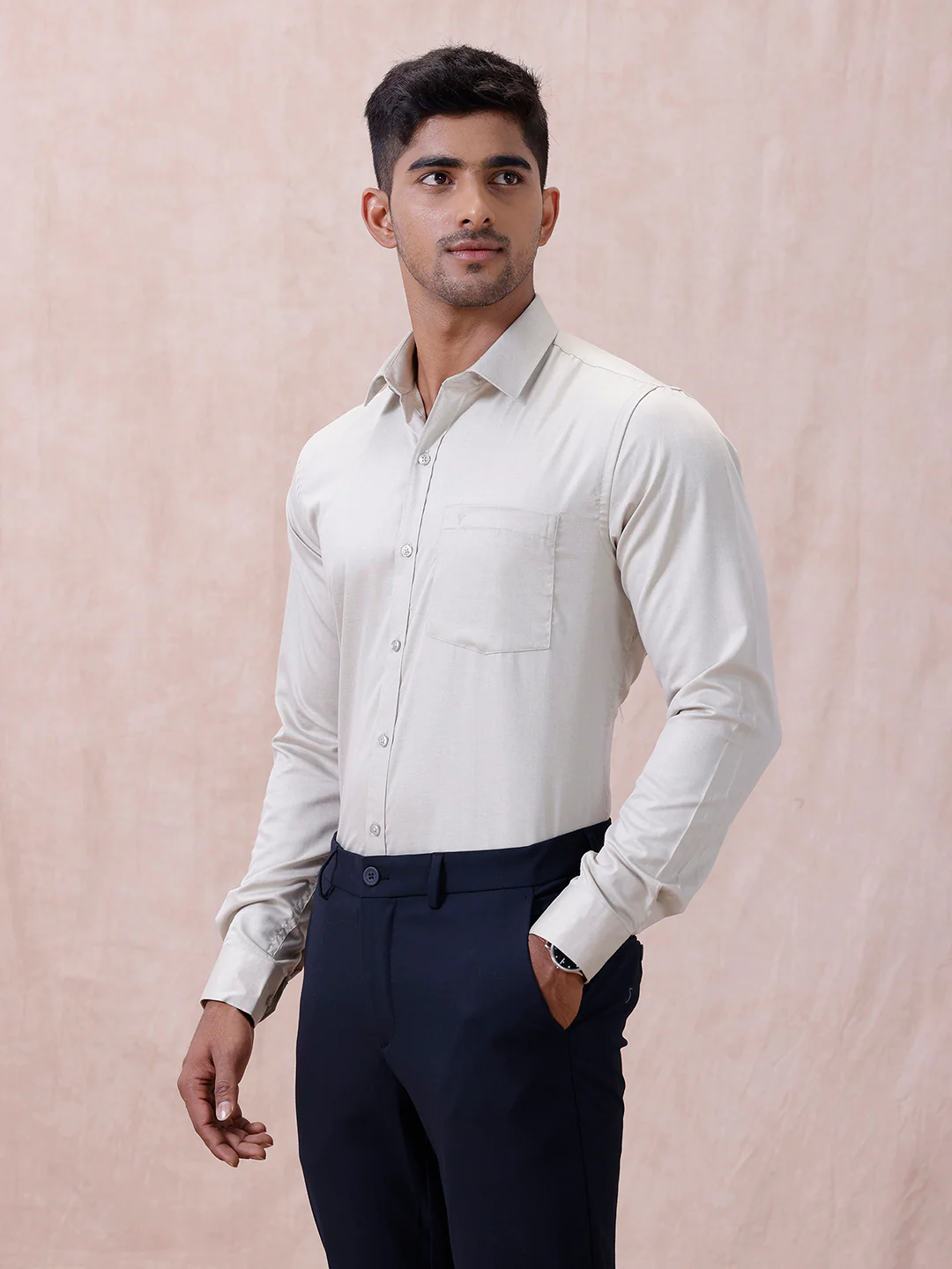 Men Cotton Rich Shirt Lt Teal Green T61 AKT2 - Image 3