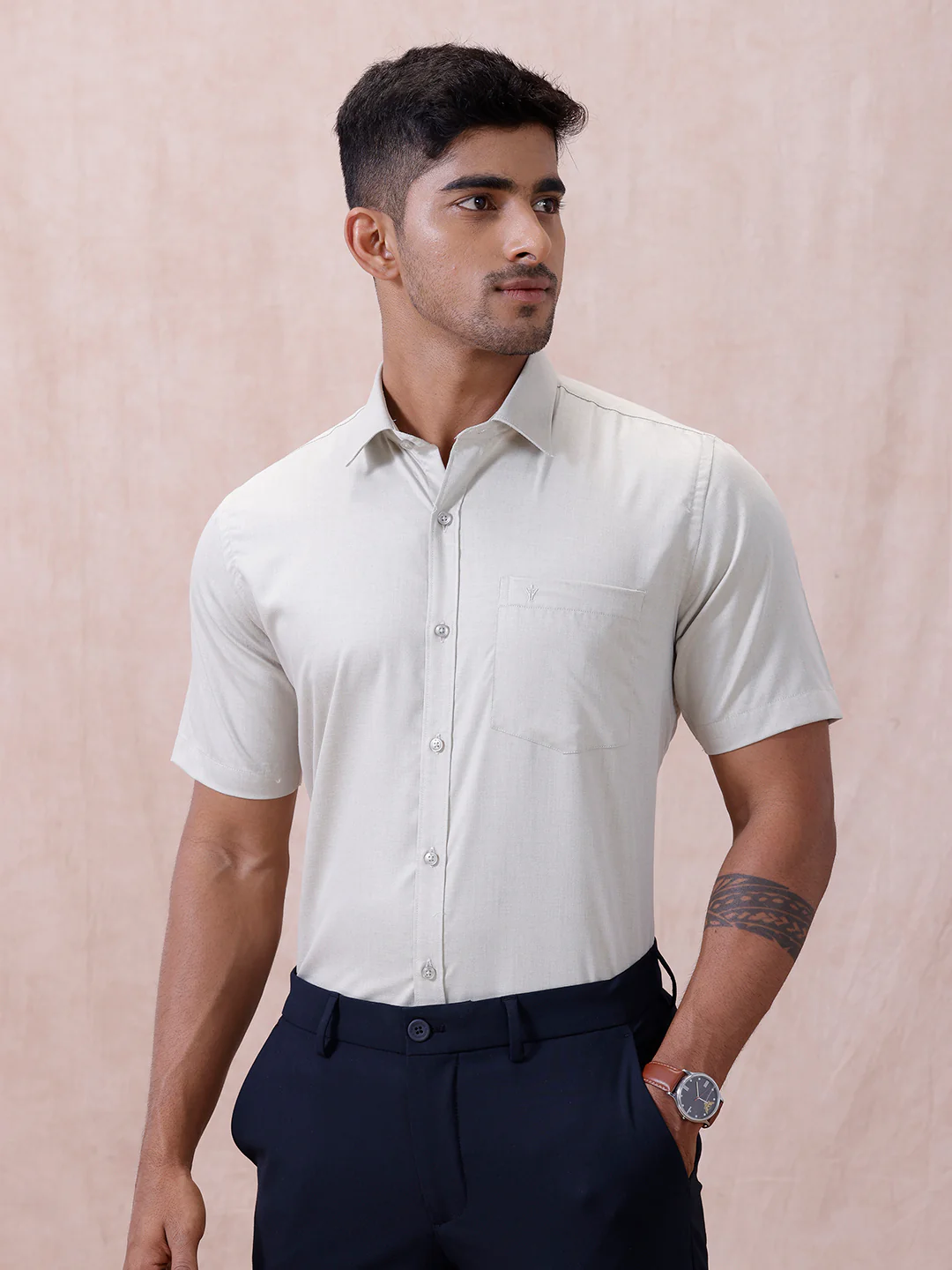 Men Cotton Rich Shirt Lt Teal Green T61 AKT2 - Image 6