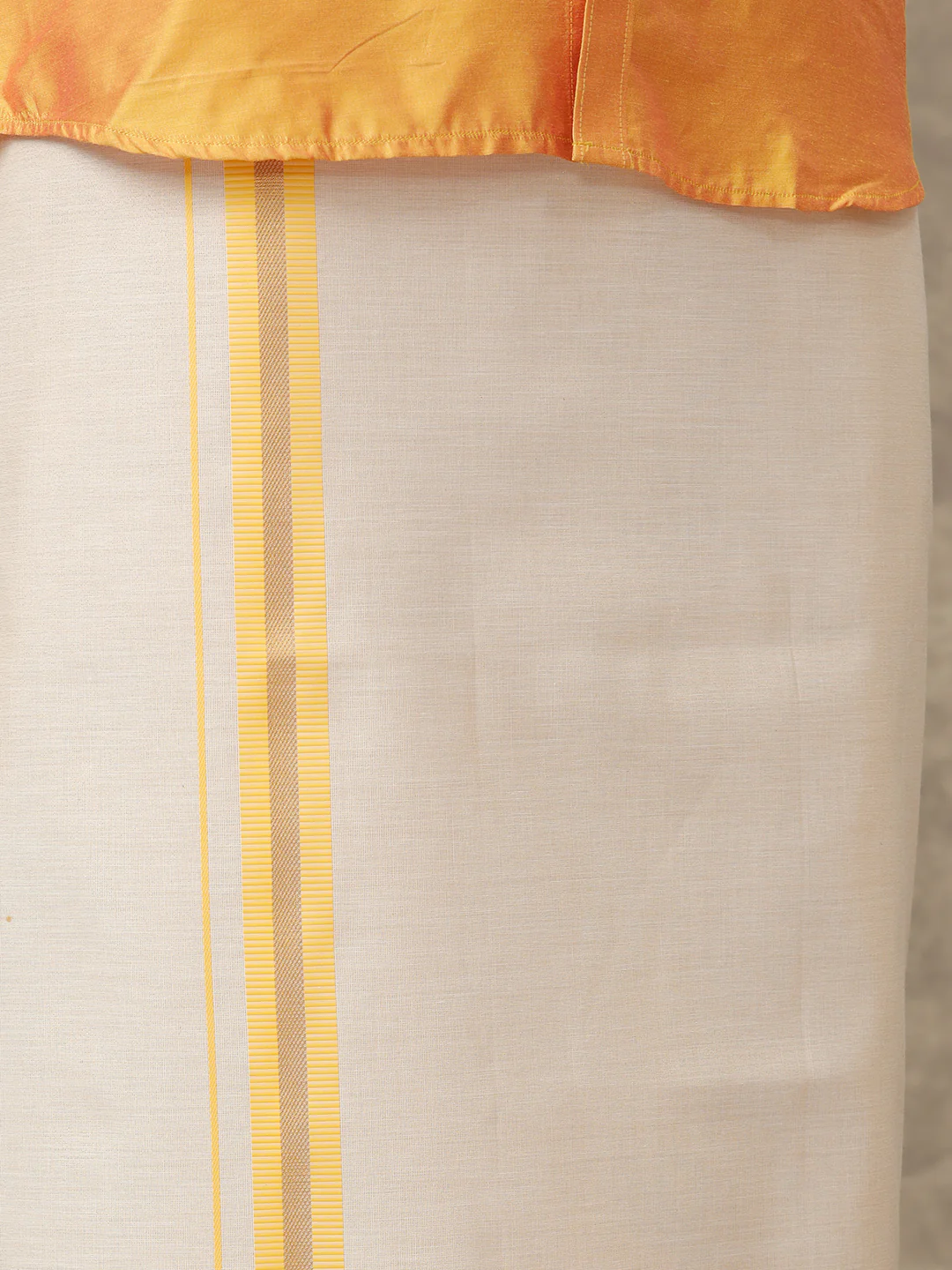 Men Cotton Rich Gold Shirt and Tissue Dhoti Set SMC7 - Image 5