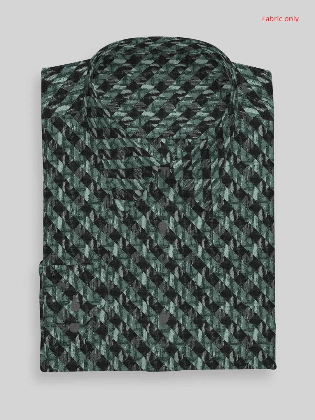 Men Cotton Rich Green Printed Shirt Fabric Oslo Print - Image 3