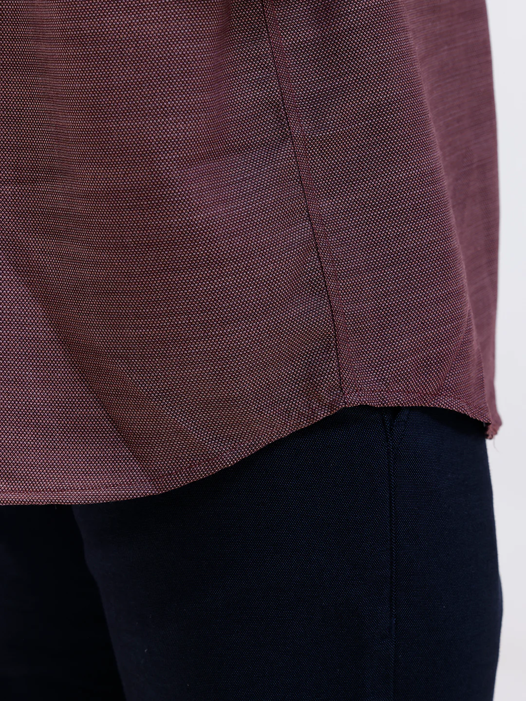 Men Cotton Rich Half Sleeve Shirt Maroon Red Dobby T59 AIT2 - Image 6